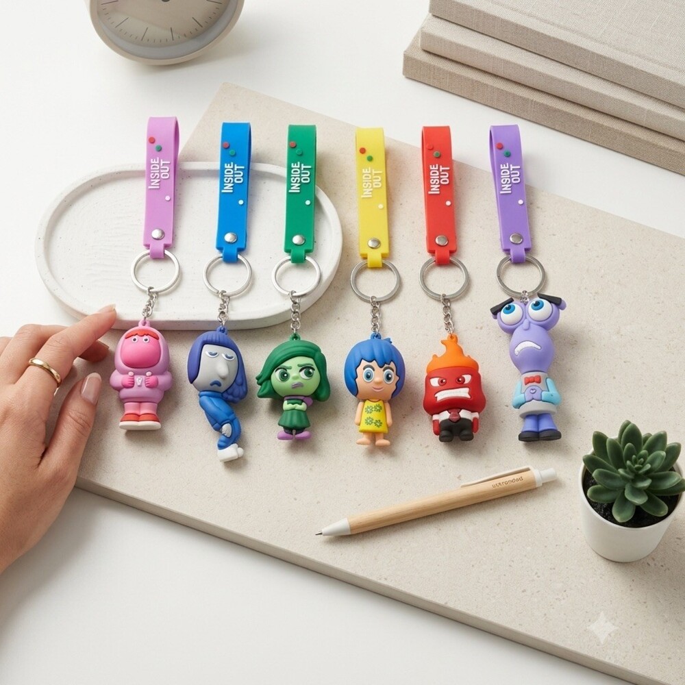 Inside Out Keychain Lot of 6 Joy Sadness Disgust Anger Fear bag charm bundle